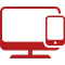 Icoon van een desktop en een mobiel apparaat, in het rood gemaakt.