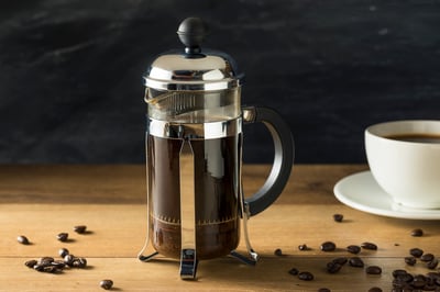 french press met bonen