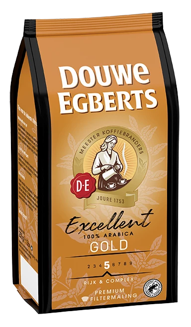 Verpakking Douwe Egberts Excellent Gold zijkant