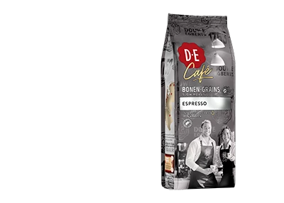 Verpakking van de Douwe Egberts Café koffiebonen in de smaak espresso