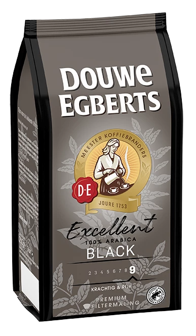 Verpakking Douwe Egberts Excellent Black Zijkant