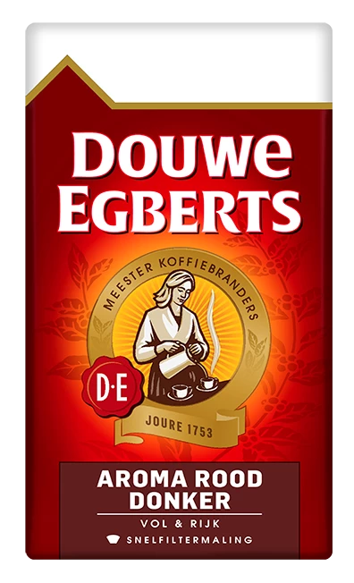 Verpakking Douwe Egberts filterkoffie aroma rood donker voorkant
