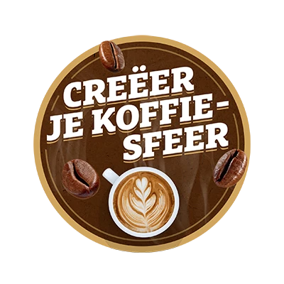 logo met daarop de tekst: 'Creëer je koffiesfeer' op de Douwe Egberts website.