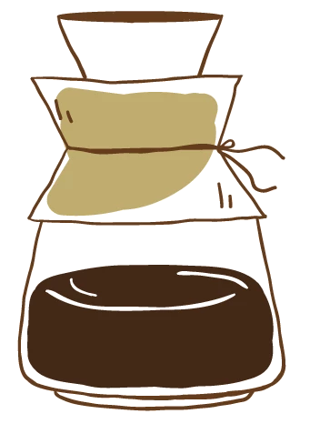 illustratie van een koffiekan met een filter erop die laat zien hoe je filterkoffie zet.