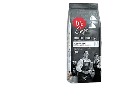 Verpakking van de Douwe Egberts Café espresso koffiebonen