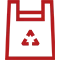 Icoon van een container met daarin een recyclebaar logo, in het rood gemaakt.