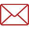 Icoon van een brief die je op de post doet, in het rood gemaakt.