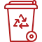 Kliko met daarin een recyclebaar icoon, gemaakt in het rood.