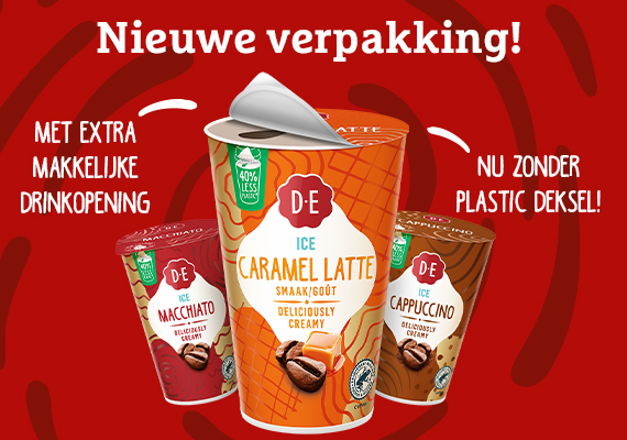 Douwe Egberts ijskoffie nieuwe recyclebare verpakking.