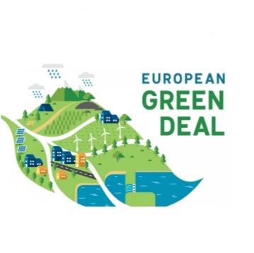 A picture with the logo of the European green deal, used by Douwe Egberts.
