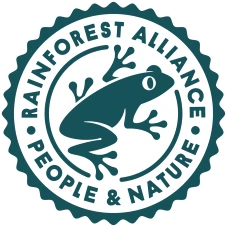 Het logo van het Rainforest & Alliance organisatie.
