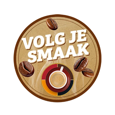 Logo op de Douwe Egberts website met daarop de tekst: 'volg je smaak'.
