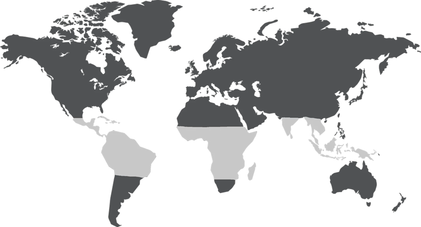 Wereldkaart met verschillende soorten grijze gebieden.